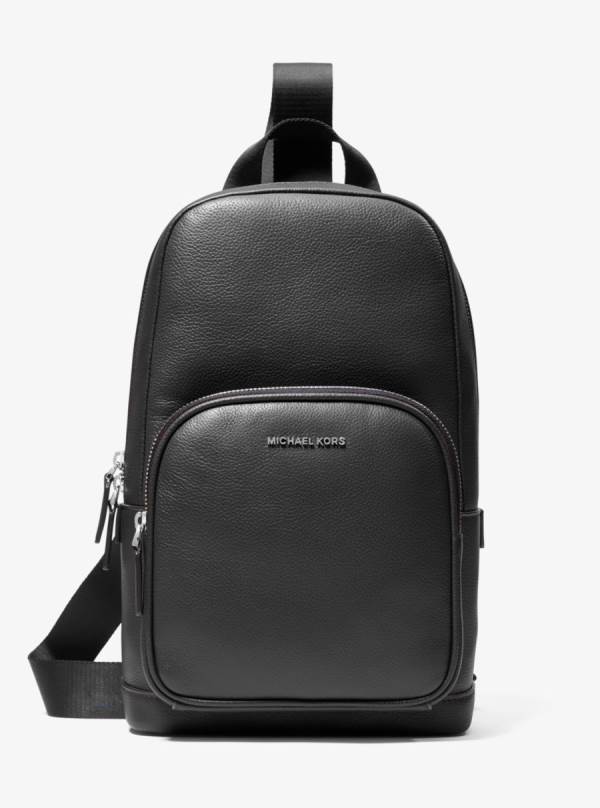 Panske Crossbody Kabelka Michael Kors Cooper Pebbled Leather Sling Pack Čierne - Tasky Michael Kors Levně | HNYIC-2891